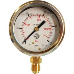 MANOMETRE GLYCERINE D63 M1/4 INOX 0-25 BARS