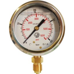 MANOMETRE INOX GLYCERINE 0-40 BAR 63 MM 1/4'' RADIAL
