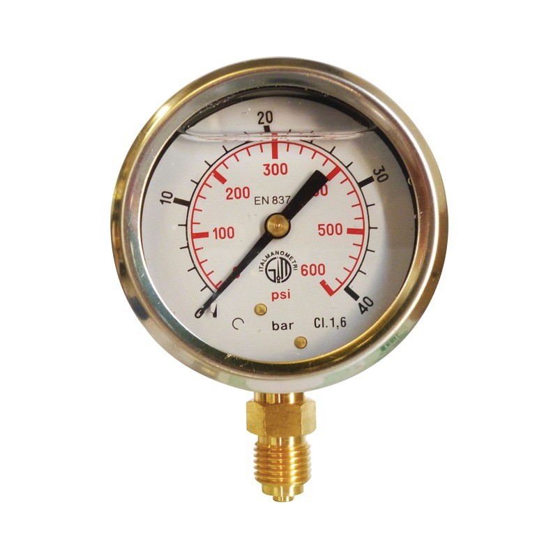 MANOMETRE INOX GLYCERINE 0-40 BAR 63 MM 1/4'' RADIAL