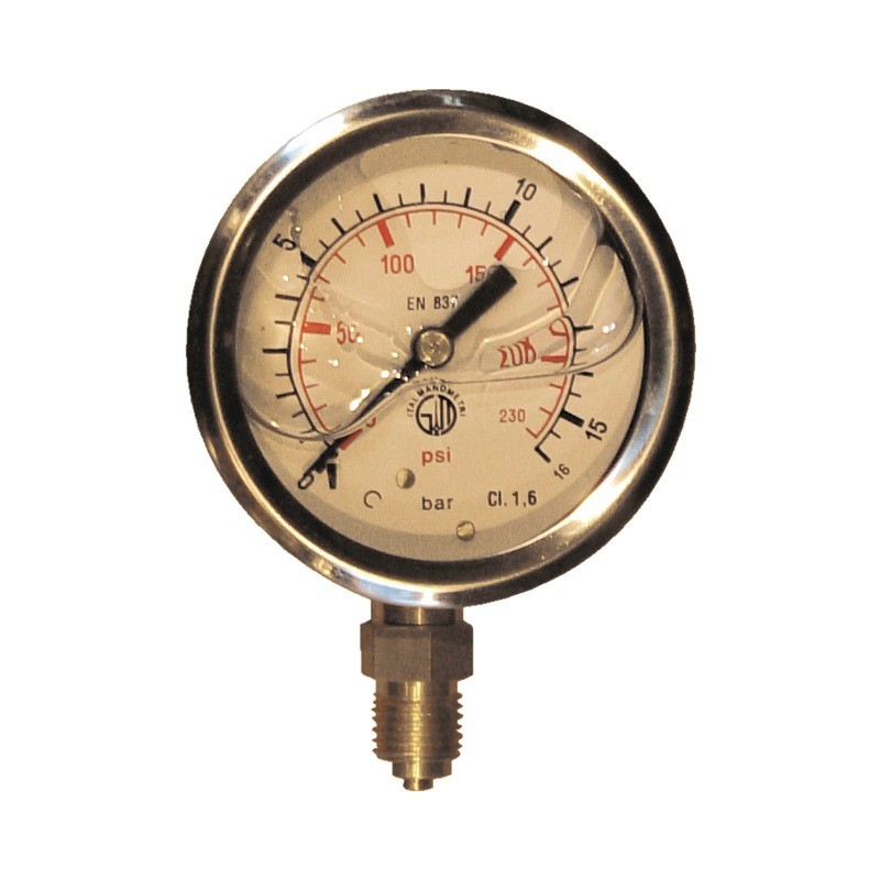 MANOMETRE GLYCERINE D63 M1/4 INOX 0-16 BARS