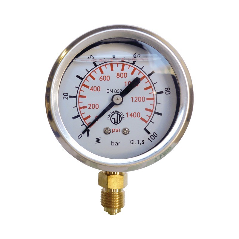 MANOMETRE GLYCERINE D63 M1/4 INOX 0-100 BARS