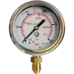 MANOMETRE GLYCERINE D63 M1/4 INOX 0-250 BARS