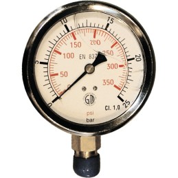 MANOMETRE GLYCERINE D100 M1/2 INOX 0-25 BARS