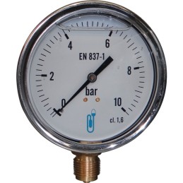 MANOMETRE GLYCERINE D100 M1/2 INOX 0-10 BARS