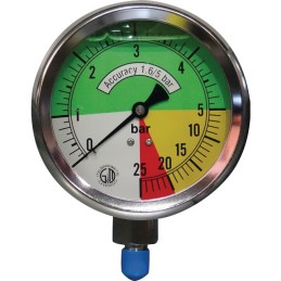 MANOMETRE GLYCERINE D100 M1/4 INOX 0/5-5/25 B