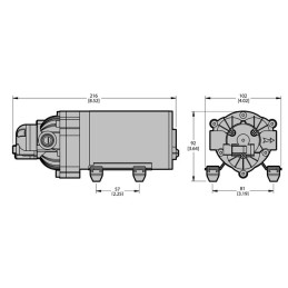 POMPE 3 MEMBRANES 12V 8,30L 4,5B F3/8 EVERFLO