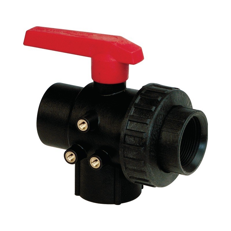 VANNE À BILLE 3V PP GAZ 1"1/4 FF-LL