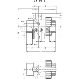 VANNE À BILLE 3V PP GAZ 1"1/2 FF-LL