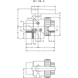 VANNE À BILLE 3V PP GAZ 1"1/2 FF-LL