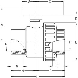 VANNE À BILLE EN PP GAZ 1"1/4 FF-LL
