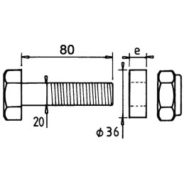 Bague épaisseur 27.0 mm + boulon 20x80 mm SOMEGA e-méga