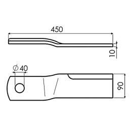 LAME DE GYROBROYEUR 90X10X450 Ø40 MM VRILLLEE GAUCHE 424 TYPE DESVOYS