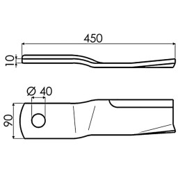 LAME DE GYROBROYEUR 90X10X450 Ø40 MM GAUCHE 426 TYPE DESVOY