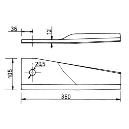 LAME DE GYROBROYEUR 105X12X360 Ø20,5 MM TYPE GARD