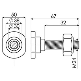 Axe Lame Gyrobroyeur 24x67 mm adaptable Gyrax