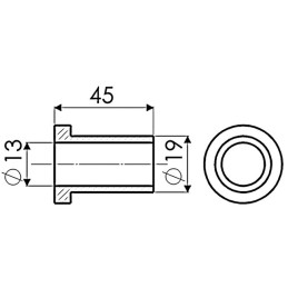 Entretoise épaule diamètre 13x19 lg45 pour Bomford