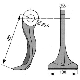 MARTEAU DE BROYEUR 16-100 R182 D25,5 TYPE DESVOYS B3 4118