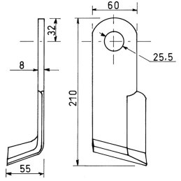 FLEAU Y 60X8X210 D25,5 DROIT TYPE DESVOYS