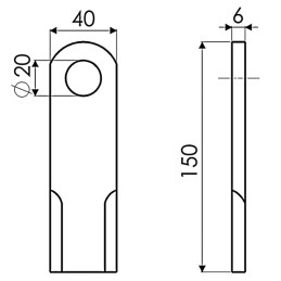 FLEAU PLAT TYPE FRANQUET 40X6X150