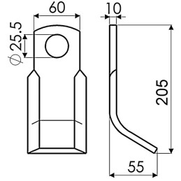 FLEAU Y 60X10X205 D25,5 TYPE KUHN/OMARV