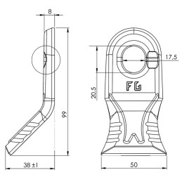 COUTEAU MILLENIUM 45X8X99 L20,5X17,5 MONTAGE RAPIDE