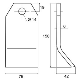 COUTEAU 75X6 Ø 14 TYPE TAARUP (40882300)