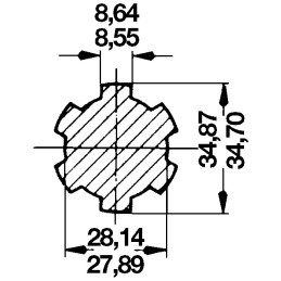 ARBRE CANNELE 6C 1''3/8 LG 1M
