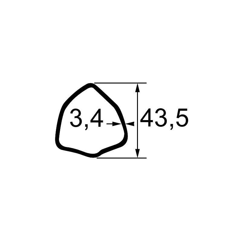 TUBE TRIANGLE EXT 43,5X3,4 LG1000