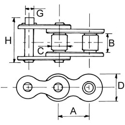 CHAINE A ROULEAUX 4L 081 PAS 12,70 LE METRE