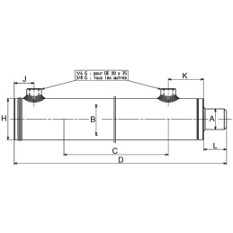 VERIN HYDRAULIQUE DOUBLE EFFET 25X40 C250 TIGE & FOND NUS