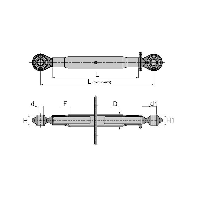 BARRE DE POUSSEE MECANIQUE ROTULE-ROTULE LG 505-720 CAT2