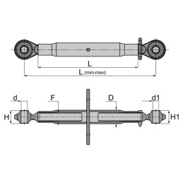 BARRE DE POUSSEE MECANIQUE ROTULE-ROTULE LG 545-800 CAT3