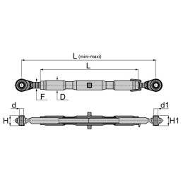 BARRE DE POUSSEE MECANIQUE ROTULE-ROTULE LG 670-885 CAT2