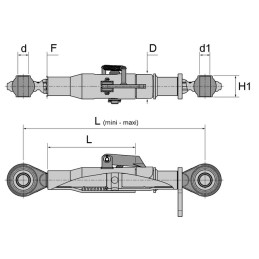BARRE DE POUSSEE TELESCOPIQUE ROTULE-ROTULE LG 440-610 CAT2