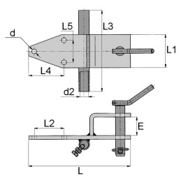 CHAPE D'ATTELAGE SIMPLE AVEC TUBE ET AXE A POIGNEE POUR MICRO TRACTEUR LG275MM