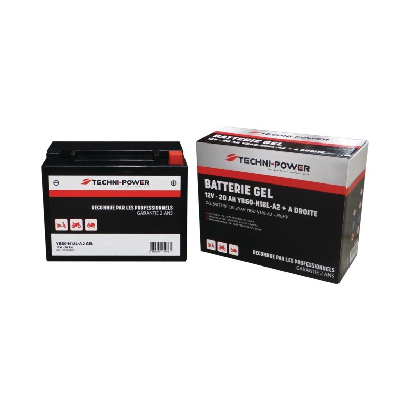 BATTERIE GEL 20AH TYPE  YB50-N18L-A2 / 12N18-3A (+ A DROITE)