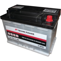 BATTERIE 12V-75AH DECHARGE LENTE + A DROITE TECHNI-POWER