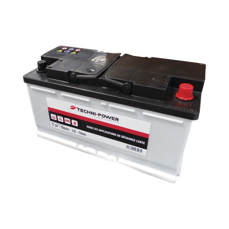 BATTERIE 12V-100AH DECHARGE LENTE + A DROITE TECHNI-POWER