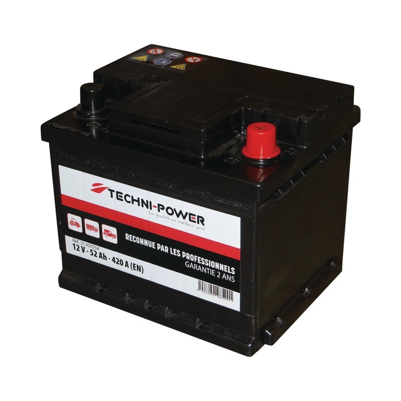 BATTERIE 12V-52AH/420A + A DROITE TECHNI-POWER