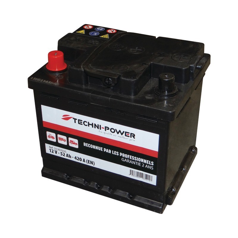 BATTERIE 12V-52AH/420A + A GAUCHE TECHNI-POWER