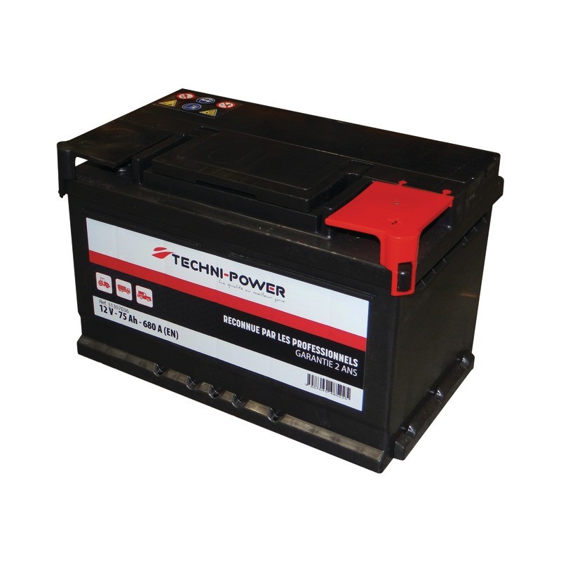 BATTERIE 12V-75AH/680A + A DROITE TECHNI-POWER