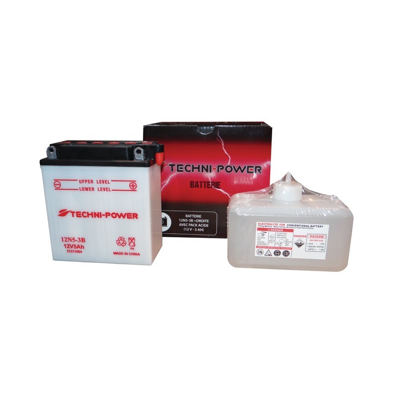 BATTERIE TYPE 12N5-3B (+ A  DROITE) AVEC PACK ACIDE