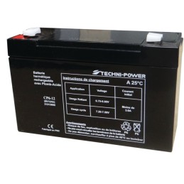 BATTERIE GEL 6V 12AH TYPE NP6-12 (+ A GAUCHE)