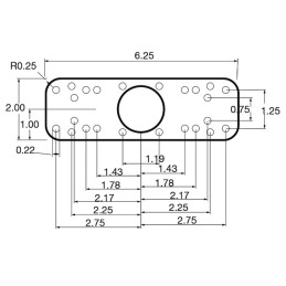 BASE RECTANGULAIRE PLATE PRE-PERCE 15,87X5,08CM AVEC BOULE C
