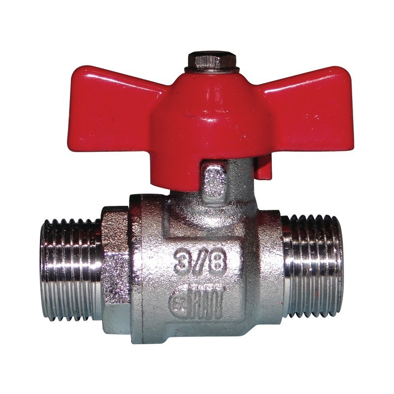 VANNE PAPILLON 1/4 TOUR MALE - MALE 3/8" 12X17