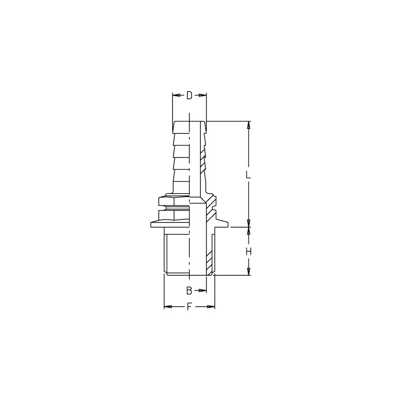 Raccord droit diamètre 13 mm l46 filt.m 3/4" 20x27 P.P