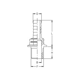 Raccord droit diamètre 22 mm l51 filt.m 3/4" 20x27 P.P