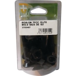 BOULON TETE FRAISEE COLLET CARRE 12X70 12.9 BRUT BLISTER DE 10