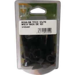 BOULON TETE FRAISEE COLLET CARRE 12X70 12.9 BRUT BLISTER DE 10