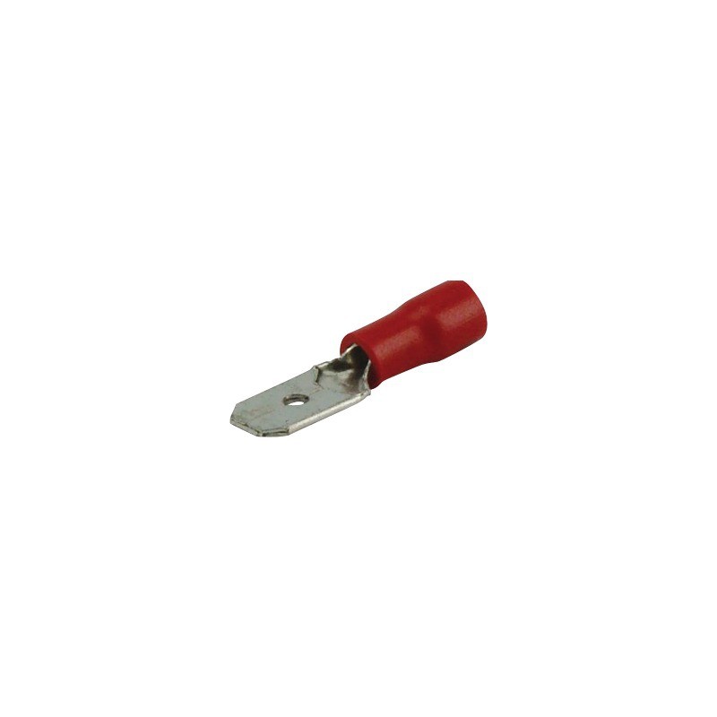 COSSE PLATE MALE ROUGE 6,3MM BLISTER DE 20